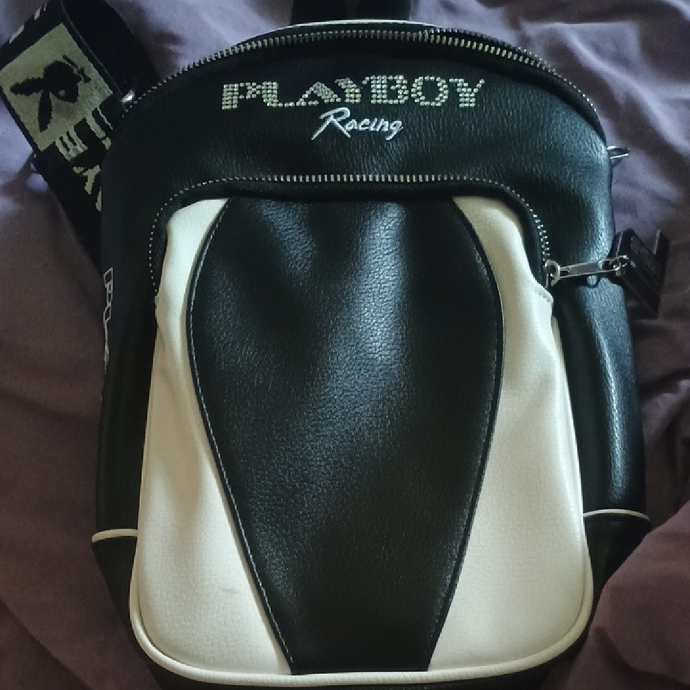 PLAYBOY Black and White Belt Bag Sporty Design